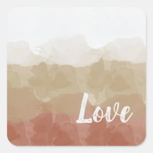 Ombre Brown en Tan Love Graceful Gradient Vierkante Sticker
