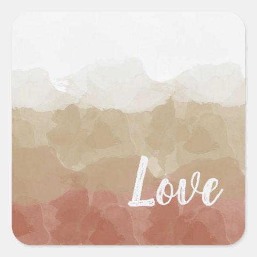 Ombre Brown en Tan Love Graceful Gradient Vierkante Sticker (Voorkant)