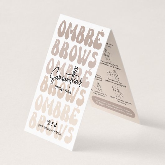 Ombré Brows Nazorg Instructies Retro Beige Visitekaartje (Voorkant)