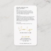 Ombré Brows White en Gold Salon Care Instructions Visitekaartje (Achterkant)