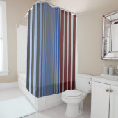 Ombre Burgundy en Blue Vertical Stripes Douchegordijn (In situ)