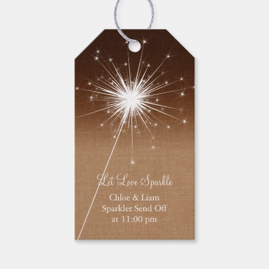 Ombre Burlap Sparkler Gift Label Cadeaulabel (Voorkant)