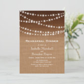 Ombre Burlap Twinkle Lights Rehearsal Dinner Kaart (Staand voorkant)