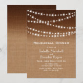 Ombre Burlap Twinkle Lights Rehearsal Dinner Kaart (Voorkant / Achterkant)