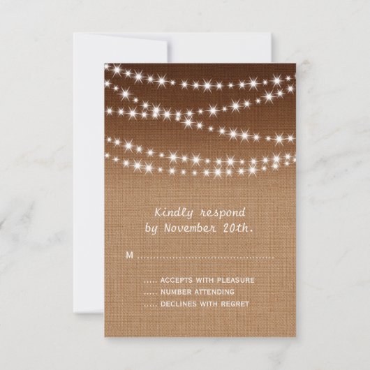 Ombre Burlap Twinkle Lights RSVP Kaartje (Achterkant)