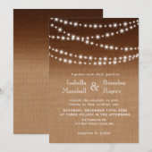 Ombre Burlap Twinkle Lights Wedding Uitnodiging (Voorkant / Achterkant)