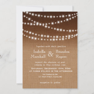 Ombre Burlap Twinkle Lights Wedding Uitnodiging