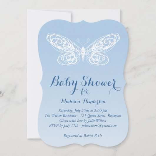 Ombre Butterfly Baby shower Uitnodiging (Voorkant)