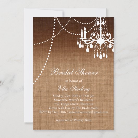 Ombre Chandelier Bridal Shower Kaart (Voorkant)