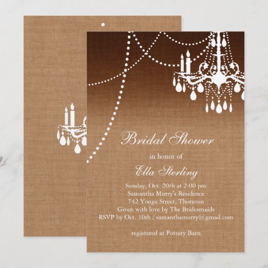 Ombre Chandelier Bridal Shower Kaart (Voorkant / Achterkant)