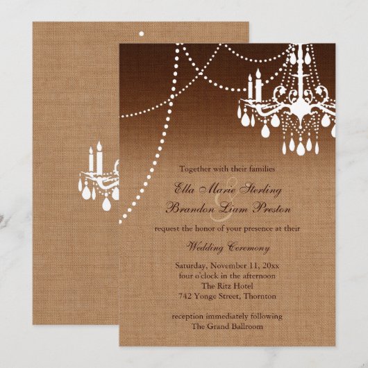 Ombre Chandelier Wedding Invitation Kaart (Voorkant / Achterkant)