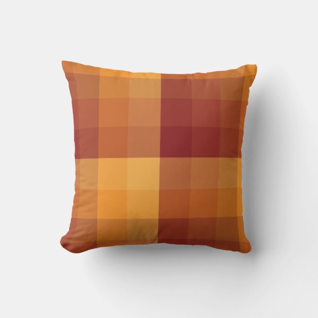 Ombre Checker blokkeert Autumn-kleuren Kussen (Voorkant)