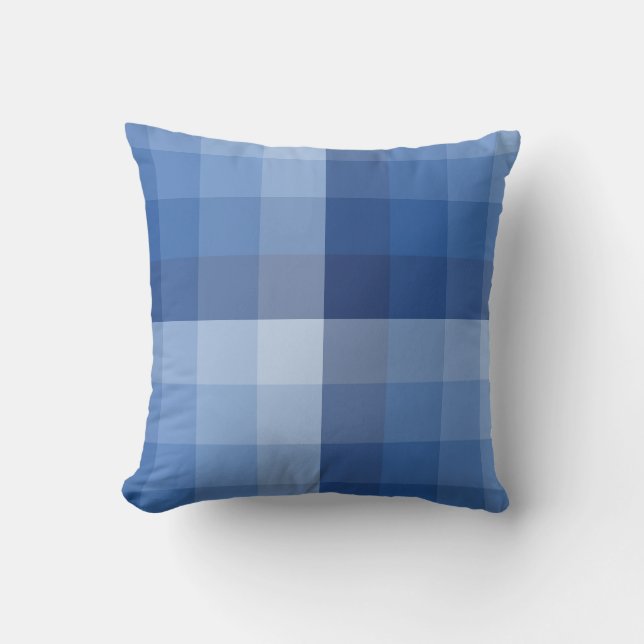 Ombre Checker Blokken Denim naar Indigo Kussen (Voorkant)