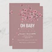 Ombre Cherry Blossom Pink Branches Baby shower Kaart (Voorkant / Achterkant)