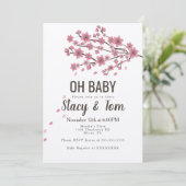 Ombre Cherry Blossom Tree Pink Branch Baby shower Kaart (Staand voorkant)