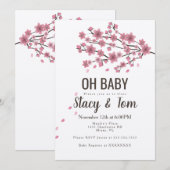 Ombre Cherry Blossom Tree Pink Branch Baby shower Kaart (Voorkant / Achterkant)