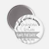 Ombre Chevron stijl! Sla de datum zilver Magneet (Voorkant / Achterkant)