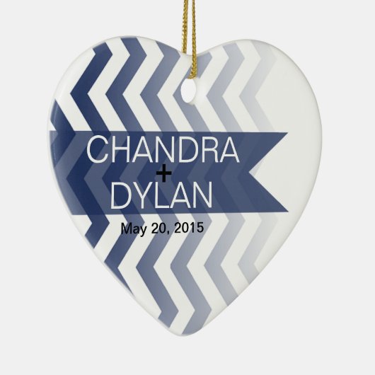 Ombre Chevron Style! Weddenschap Keramisch Ornament (Rechts)