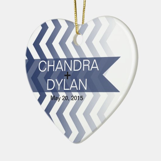 Ombre Chevron Style! Weddenschap Keramisch Ornament (Links)