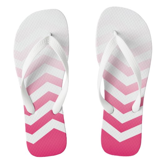 Ombre Chevron Style! | witte fuchsia Teenslippers (Voetbed)