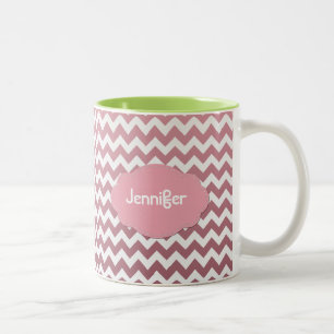Ombre Chevron - voeg een naam toe - Kies een kleur Tweekleurige Koffiemok