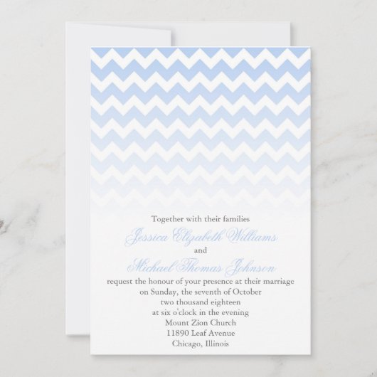 Ombre Chevron Wedding Kaart (Voorkant)