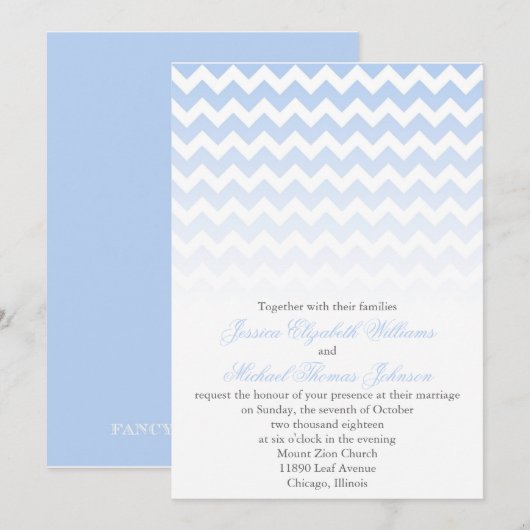 Ombre Chevron Wedding Kaart (Voorkant / Achterkant)