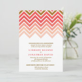 Ombre Chevron Wedding Uitnodiging (Staand voorkant)