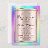 Ombre Colorful Holographic Lijst Quinceañera Kaart (Voorkant)