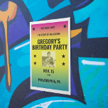 Ombre Concert Poster met Foto Custom<br><div class="desc">Dit poster is klaar om te worden aangepast met jouw tekst en uw eigen foto. Vier je favoriete muzikant met een poster in de stijl van een concert poster. Zwart vette tekst is geplaatst tegen een magenta, gele en cyaan blauwe ombre gekleurde achtergrond. Creëer custom decor voor een rock and...</div>