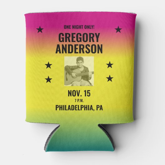  Ombre Concert Poster met Foto Custom Blikjeskoeler (Voorkant)