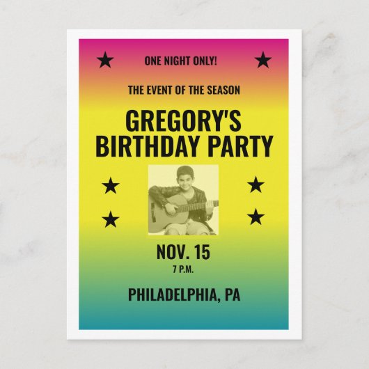 Ombre Concert Poster met Foto Custom Briefkaart (Voorkant)