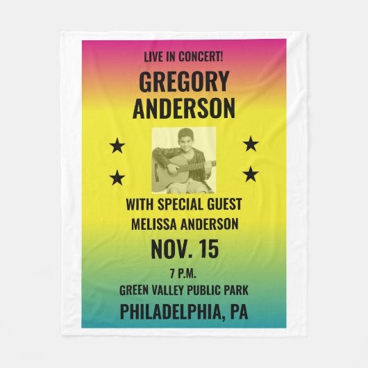  Ombre Concert Poster met Foto Custom Fleece Deken (Voorkant)
