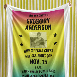  Ombre Concert Poster met Foto Custom Fleece Deken