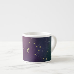 Ombre Constellation Galaxy Paarse Faux Gold Stars Espresso Kop