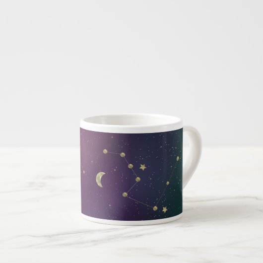 Ombre Constellation Galaxy Paarse Faux Gold Stars Espresso Kop (Voorkant rechts)