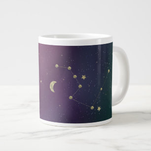 Ombre Constellation Galaxy Paarse Nep Gouden Sterr Grote Koffiekop