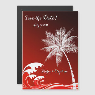 OMBRÉ CRIMSON TROPISCHE PALMEN Save the Date Magnetische Uitnodiging
