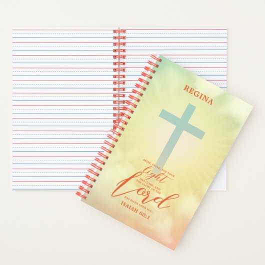 Ombre Cross Bijbelvers gepersonaliseerd Notitieboek (Binnen)