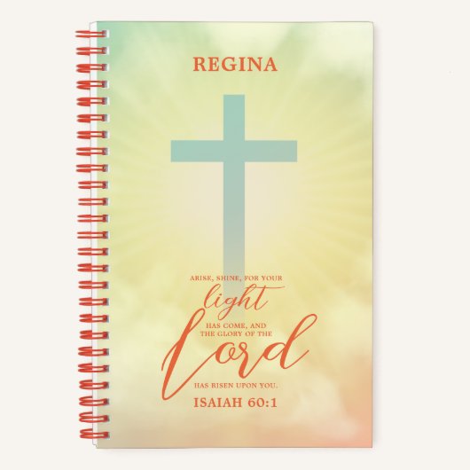 Ombre Cross Bijbelvers gepersonaliseerd Notitieboek (Voorkant)