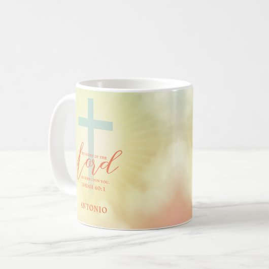 Ombre Cross Scripture gepersonaliseerd Koffiemok (Voorkant links)