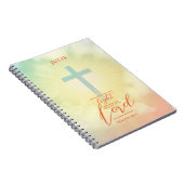 Ombre Cross Scripture gepersonaliseerd Notitieboek (Rechterzijde)