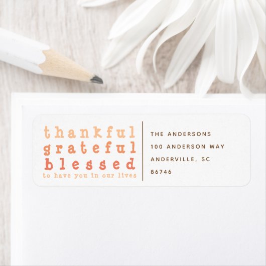 Ombre dankbare dankbare gezegende Thanksgiving Etiket (Insitu)