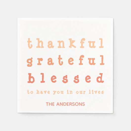 Ombre dankbare dankbare gezegende Thanksgiving Servet (Voorkant)