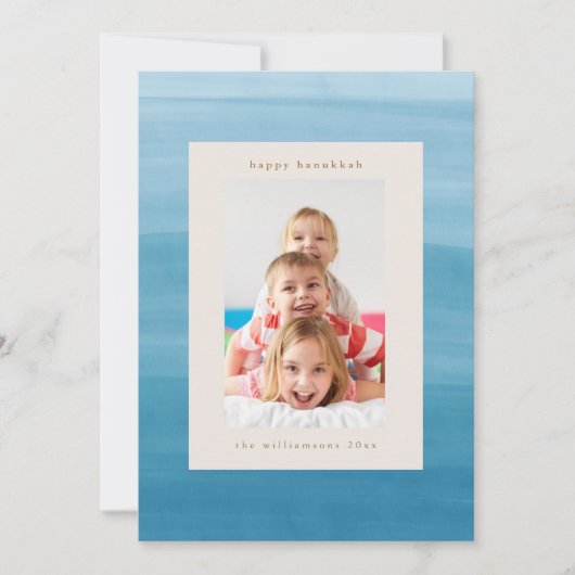 Ombre Dip Dye Ocean Blue Chanoeka Foto Feestdagenkaart (Voorkant)