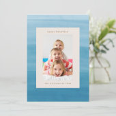 Ombre Dip Dye Ocean Blue Chanoeka Foto Feestdagenkaart (Staand voorkant)