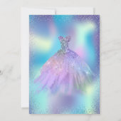 Ombre Dress, Confetti Holographic Quinceañera Kaart (Achterkant)