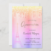 Ombre Drips, Eiffeltoren Quinceañera Kaart (Voorkant)