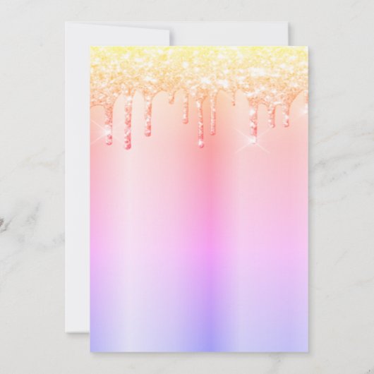 Ombre Drips, Eiffeltoren Quinceañera Kaart (Achterkant)