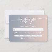 Ombre Dusty Blue & Blush Pink Wedding Meal Choice RSVP Kaartje (Voorkant)